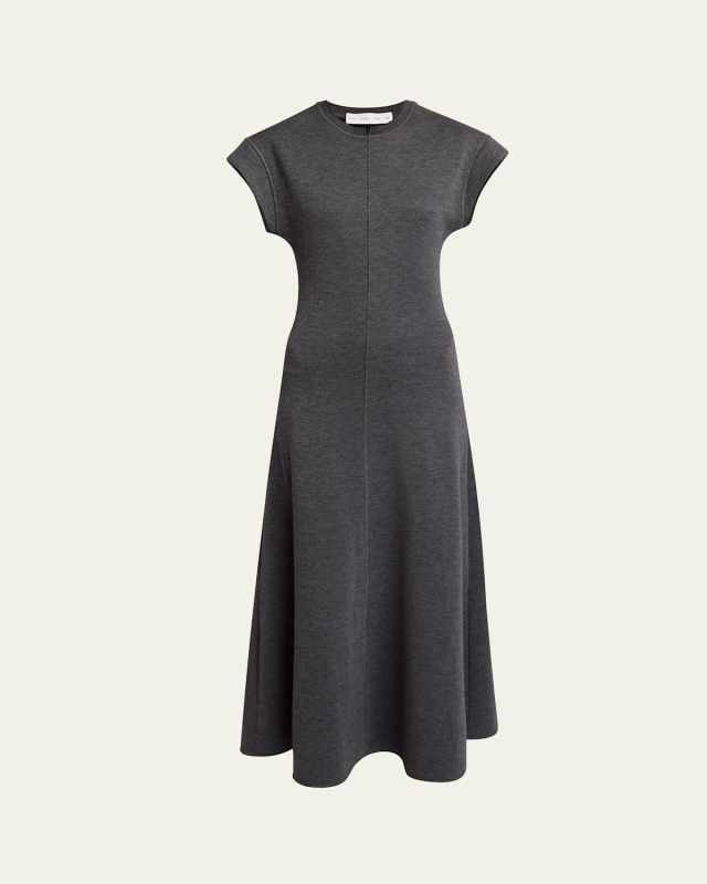Melaine Short-Sleeve Souffle Cotton-Blend Midi Dress